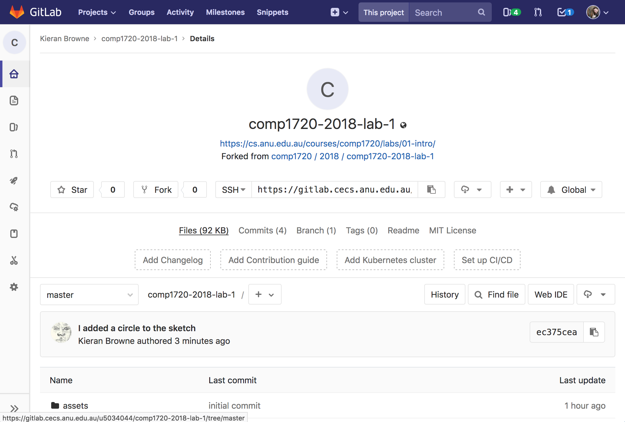 GitLab server after new commit is pushed