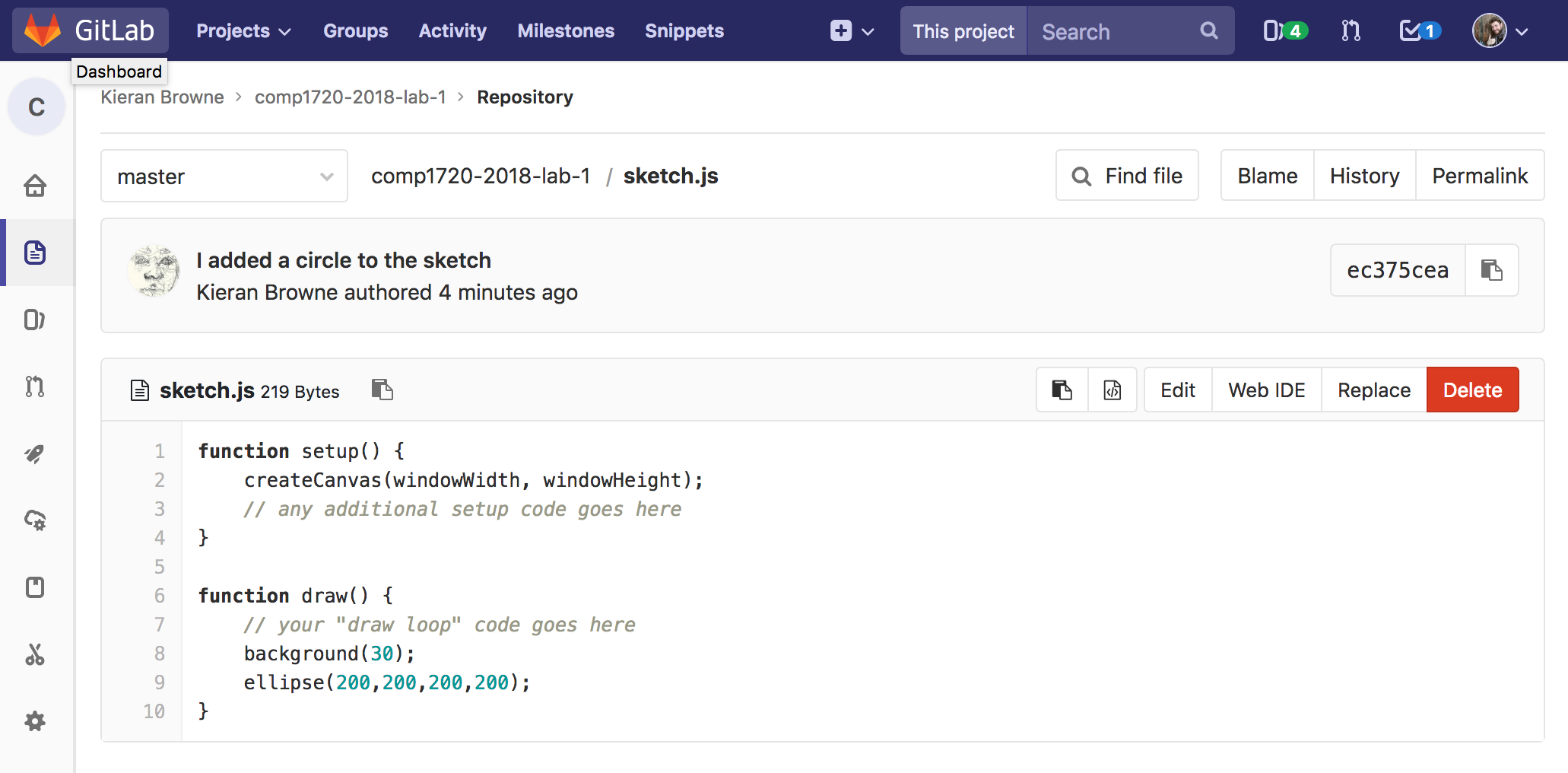 GitLab server file view