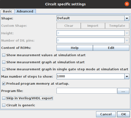 Circuit Specific Settings