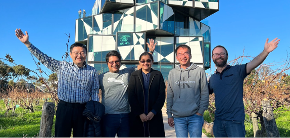 Minh Bui, ANU School of Computing. Photo from 2022 in South Australia, left to right: Yu Lin, Anuradha, Vijini, Minh, Stephen Crotty.
