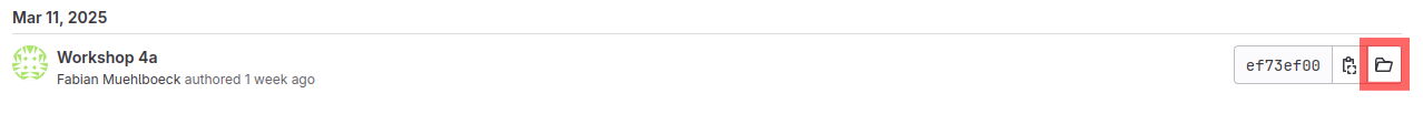 Click on the browse files button corresponding to the commit you are interested in